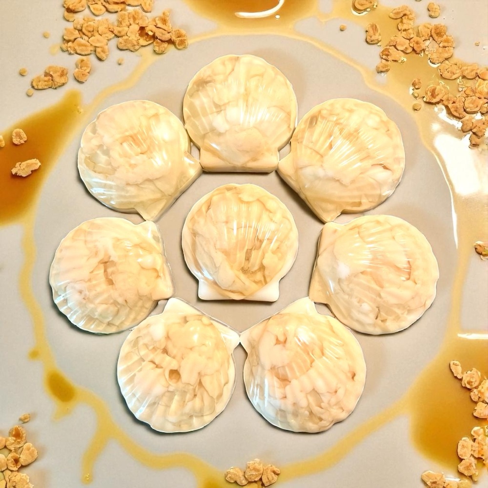 Hand Crafted “Oatmeal Milk & Honey” Scented Seashell Shaped Aloe Soap Bar